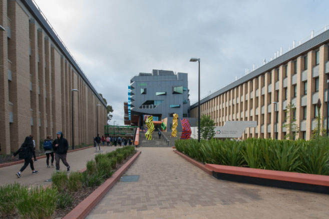 Campus science building entrance